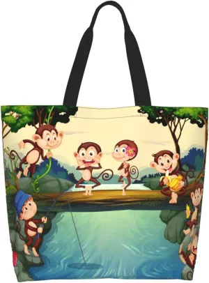 Cute Monkey Grocery Bag Monkey Shoulder Bag Handbag Shopping Cute Grocery Bags Tote Bag Animal Bag