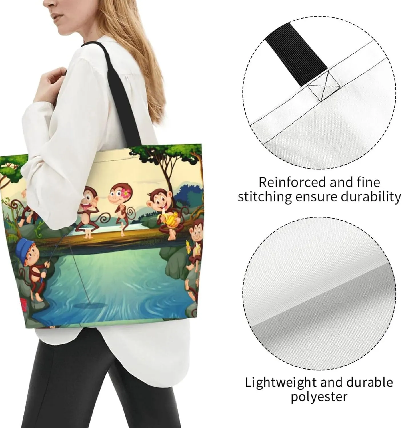 Cute Monkey Grocery Bag Monkey Shoulder Bag Handbag Shopping Cute Grocery Bags Tote Bag Animal Bag