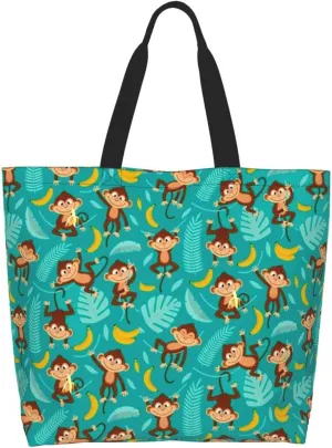 Cute Monkey Grocery Bag Monkey Shoulder Bag Handbag Shopping Cute Grocery Bags Tote Bag Animal Bag