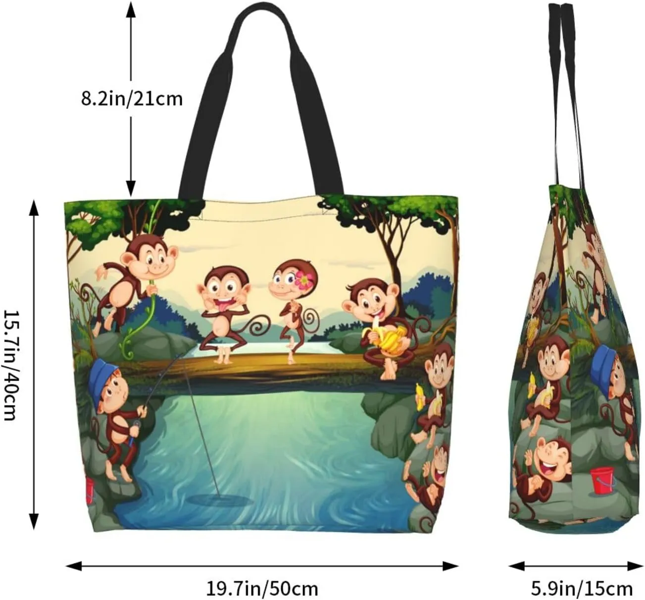 Cute Monkey Grocery Bag Monkey Shoulder Bag Handbag Shopping Cute Grocery Bags Tote Bag Animal Bag