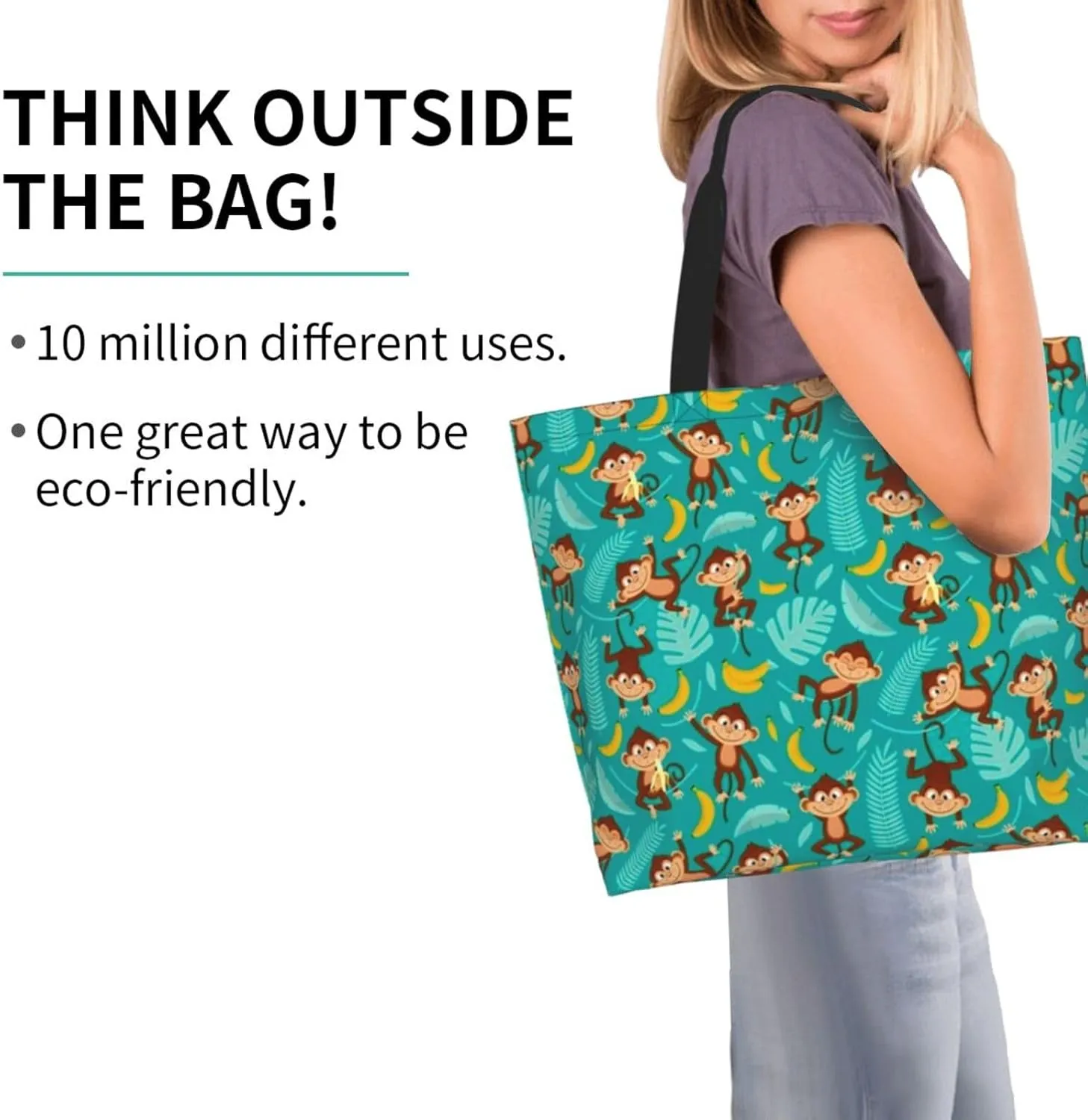 Cute Monkey Grocery Bag Monkey Shoulder Bag Handbag Shopping Cute Grocery Bags Tote Bag Animal Bag