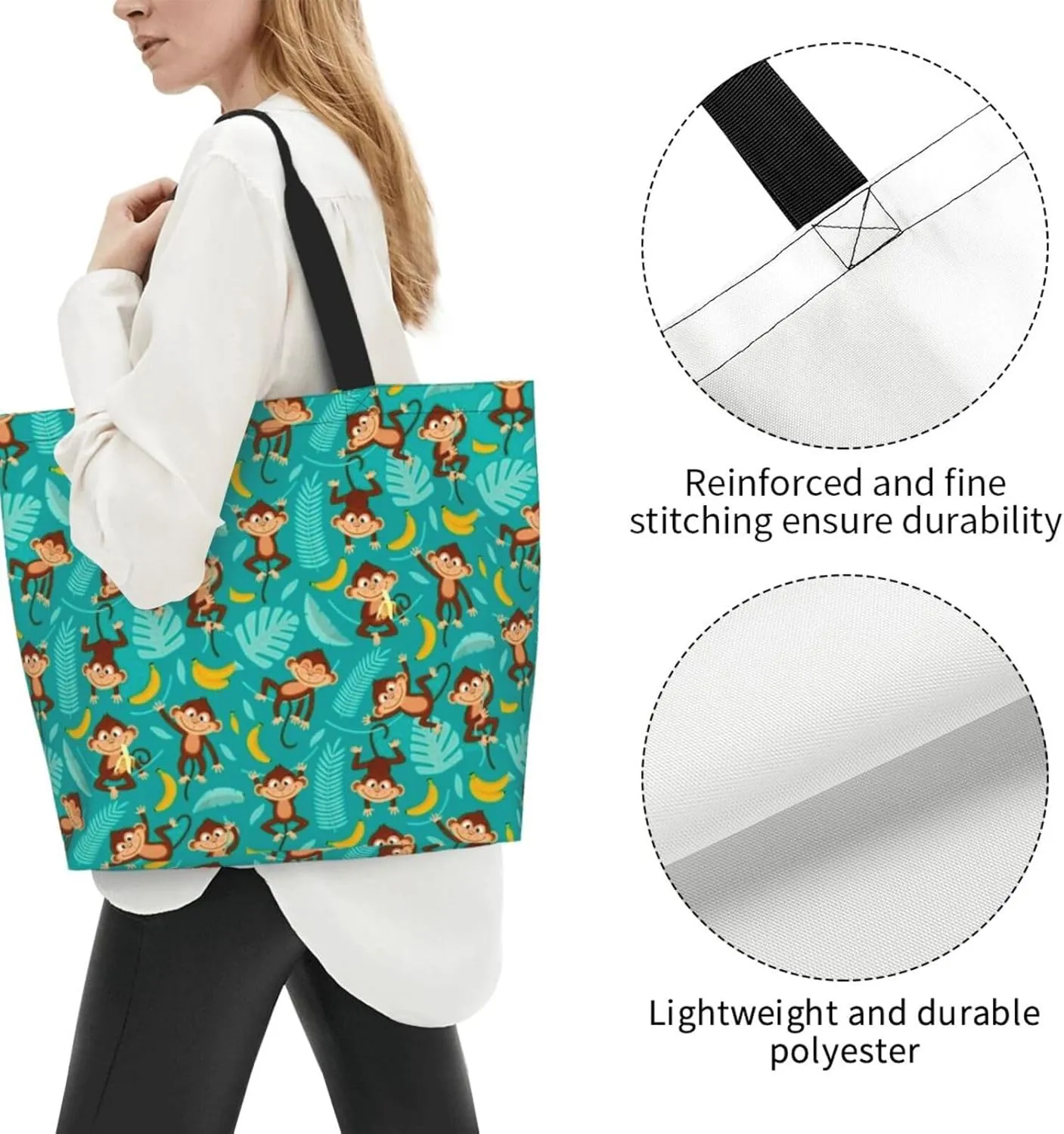 Cute Monkey Grocery Bag Monkey Shoulder Bag Handbag Shopping Cute Grocery Bags Tote Bag Animal Bag