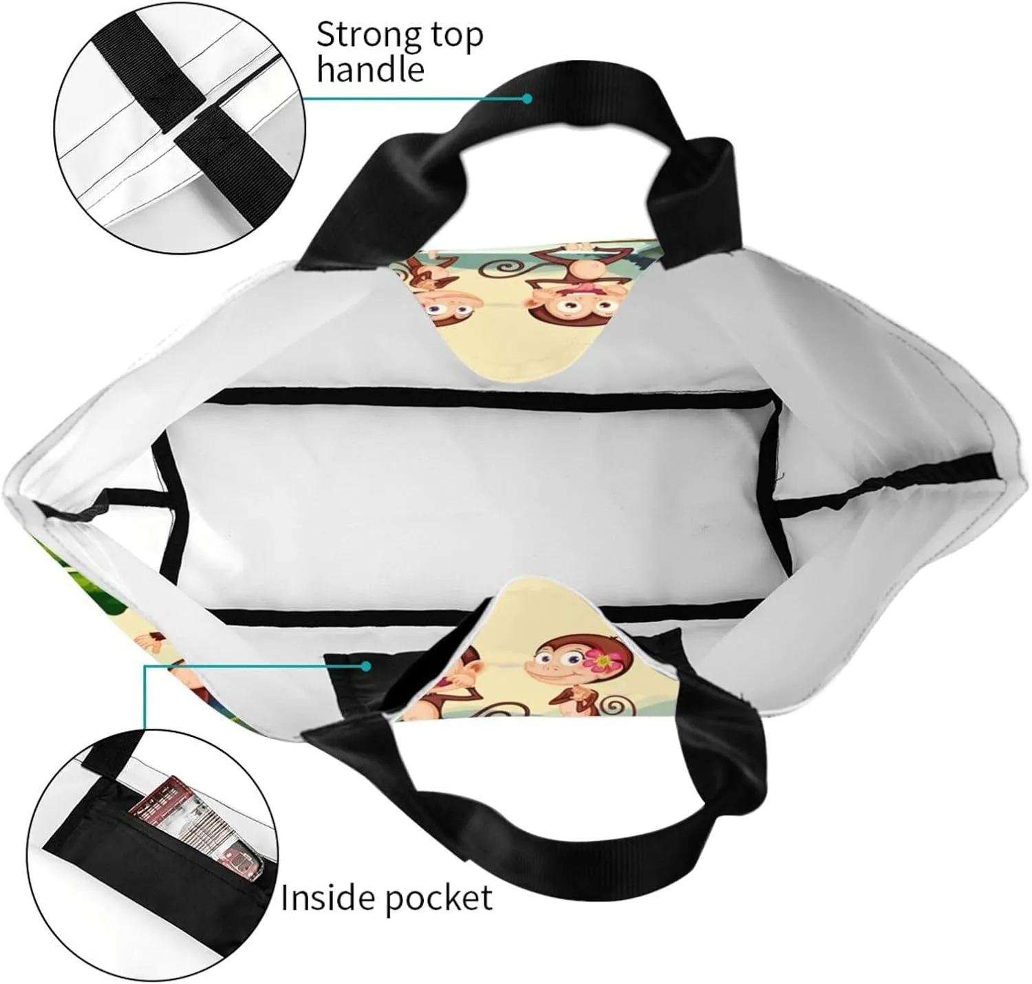 Cute Monkey Grocery Bag Monkey Shoulder Bag Handbag Shopping Cute Grocery Bags Tote Bag Animal Bag