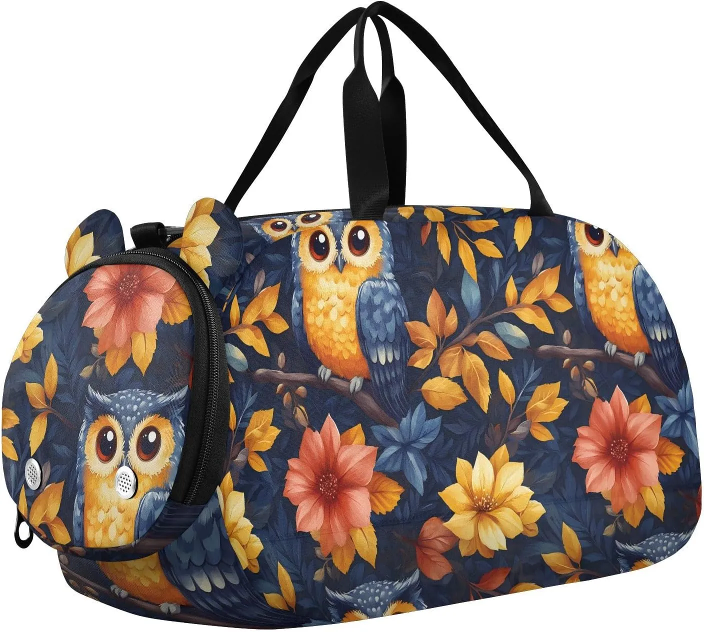 Cute Owl Jungle Boy's Gym Duffel Bag with Shoes Compartment Multifunctional Sports Duffel Bag for Boys and Girls bolsos de