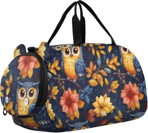 Cute Owl Jungle Boy's Gym Duffel Bag with Shoes Compartment Multifunctional Sports Duffel Bag for Boys and Girls bolsos de