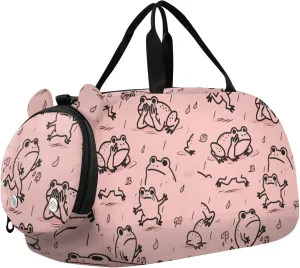 Cute Peach Cry Frog Duffel Gym Bags with Shoes Compartment Lightweight Kids Overnight Bag for Travel, Sports, Duffel, Weekender bolsa de para mujer