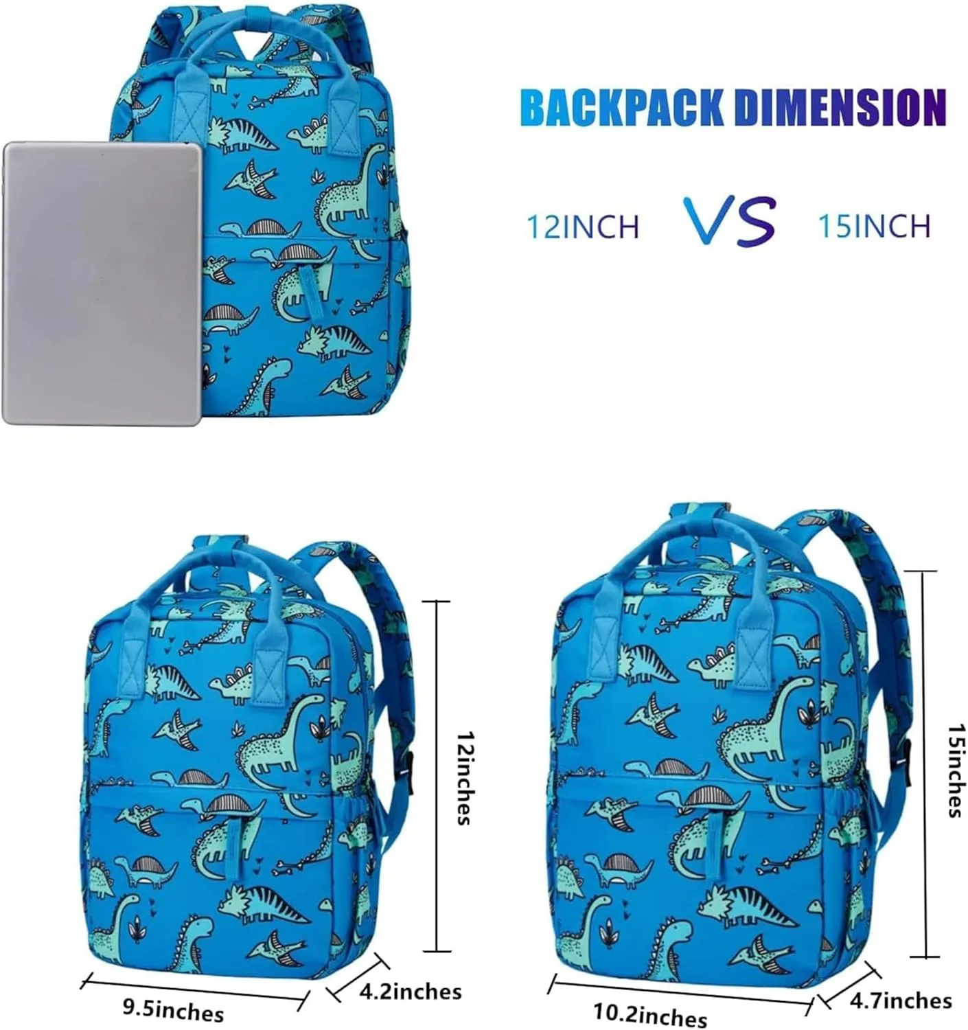 Cute Preschool Backpack Toddler School Book Bag for Girls Boys Kids Kindergarten Nursery Travel Bag with Chest Strap(12inch, Blue Dinosaur)