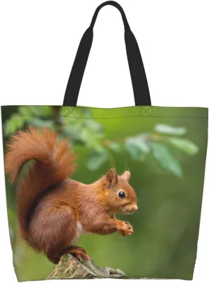 Cute Squirrel Grocery Bag Cute Shoulder Bag Handbag Shopping Squirrel Grocery Bags Tote Bag Canvas Bag