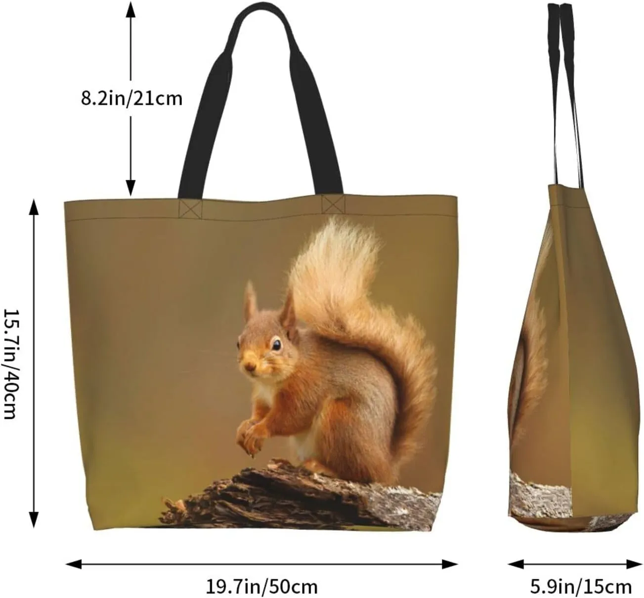 Cute Squirrel Grocery Bag Cute Shoulder Bag Handbag Shopping Squirrel Grocery Bags Tote Bag Canvas Bag