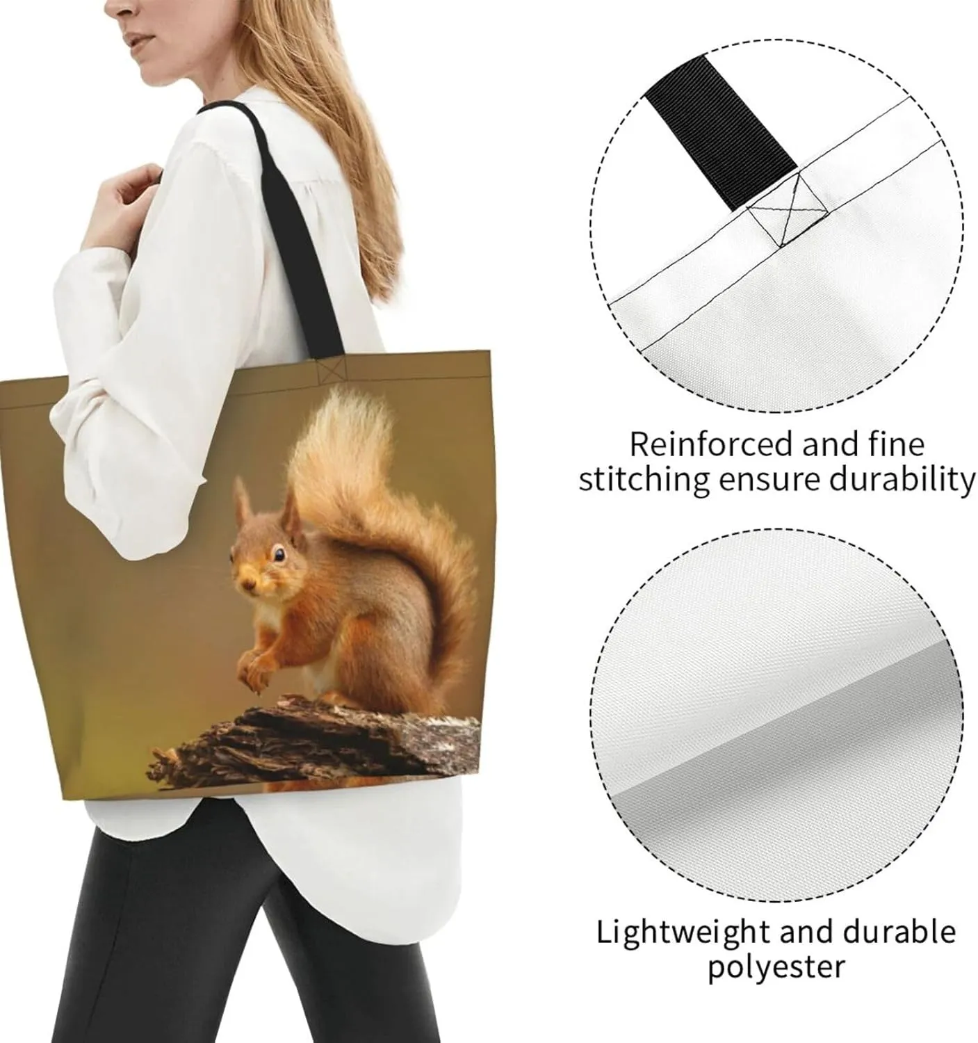 Cute Squirrel Grocery Bag Cute Shoulder Bag Handbag Shopping Squirrel Grocery Bags Tote Bag Canvas Bag
