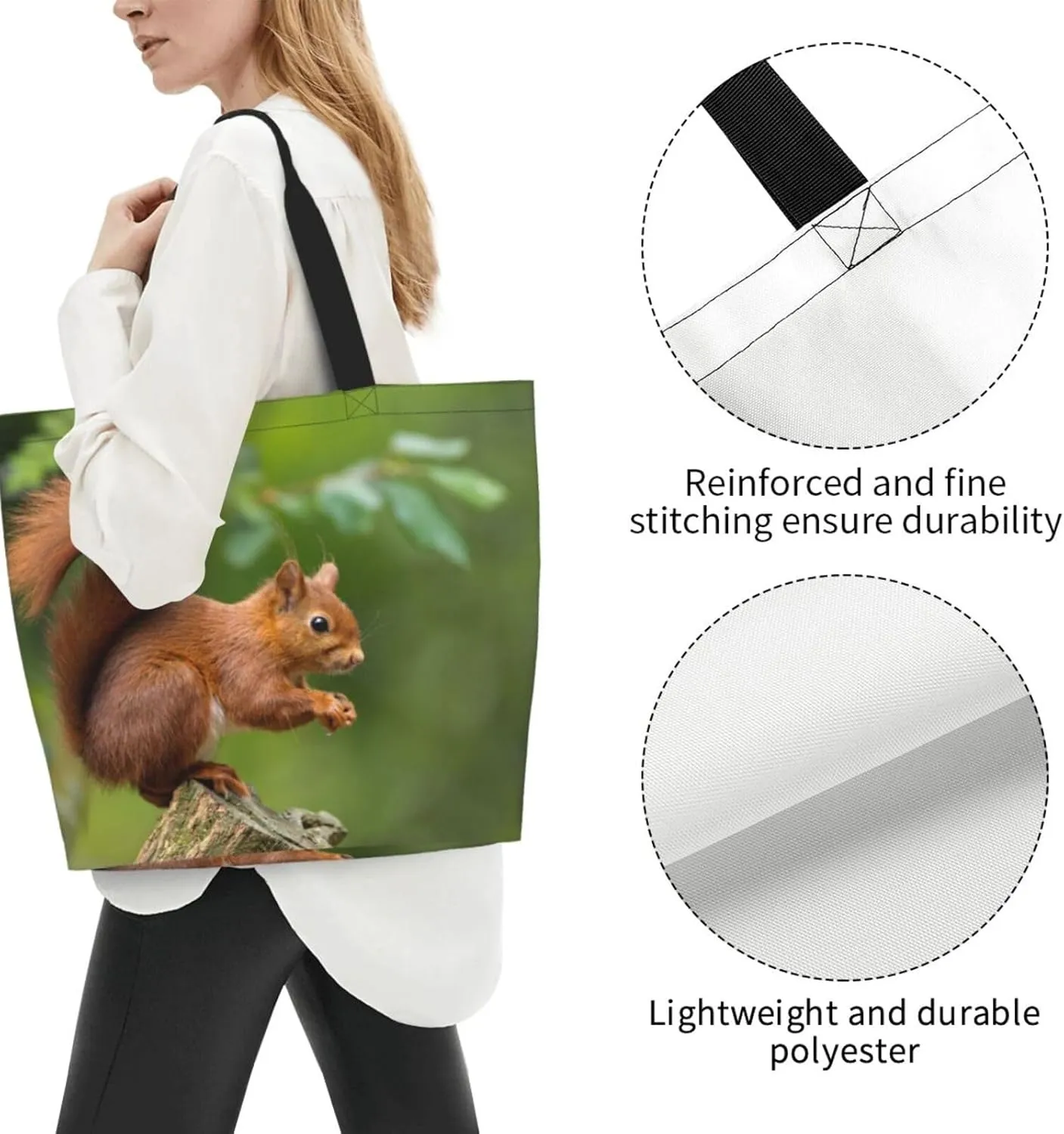 Cute Squirrel Grocery Bag Cute Shoulder Bag Handbag Shopping Squirrel Grocery Bags Tote Bag Canvas Bag