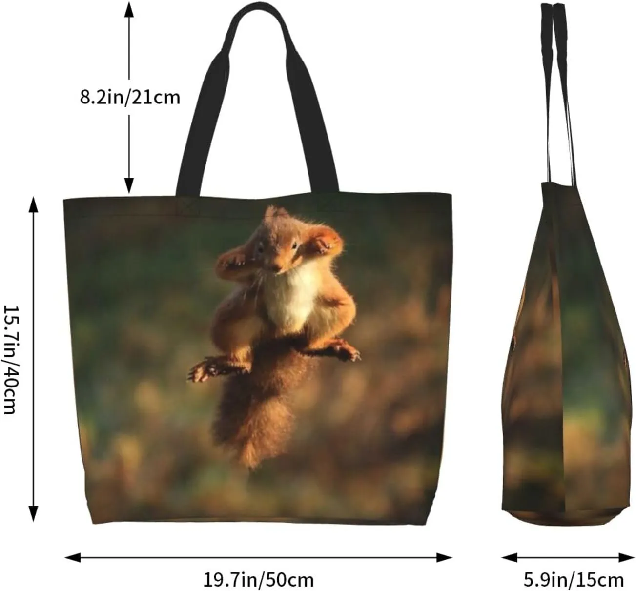 Cute Squirrel Grocery Bag Cute Shoulder Bag Handbag Shopping Squirrel Grocery Bags Tote Bag Canvas Bag