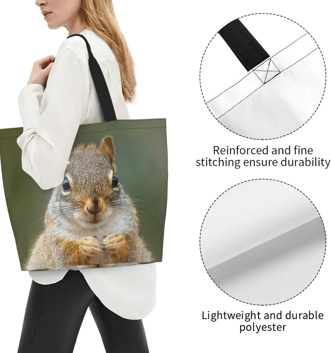 Cute Squirrel Grocery Bag Cute Shoulder Bag Handbag Shopping Squirrel Grocery Bags Tote Bag Canvas Bag