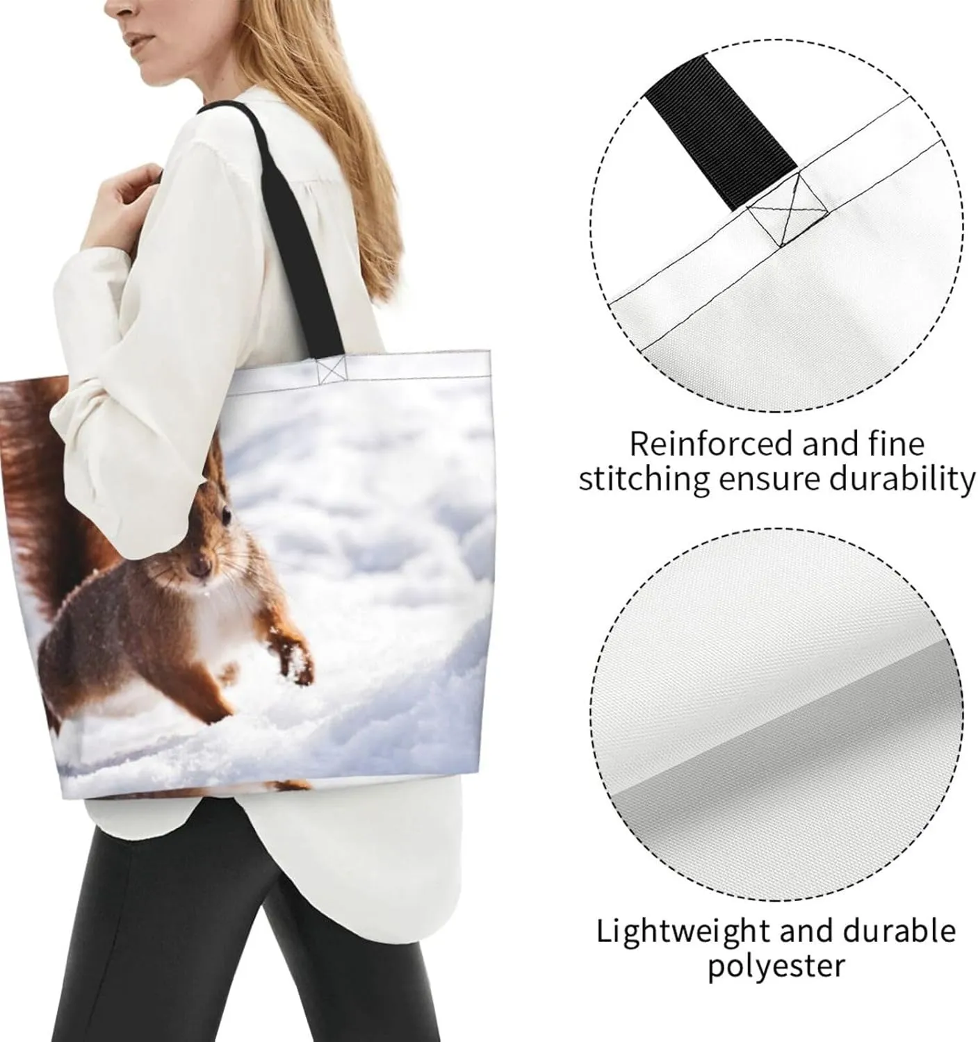 Cute Squirrel Grocery Bag Cute Shoulder Bag Handbag Shopping Squirrel Grocery Bags Tote Bag Canvas Bag