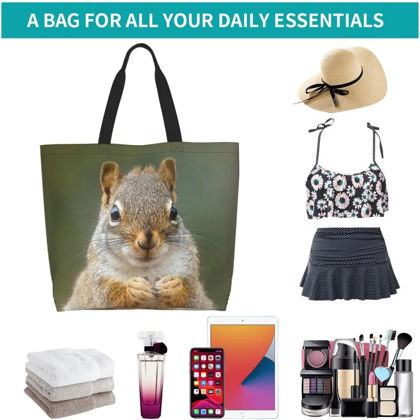 Cute Squirrel Grocery Bag Cute Shoulder Bag Handbag Shopping Squirrel Grocery Bags Tote Bag Canvas Bag