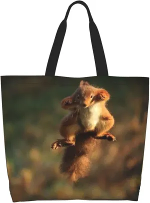 Cute Squirrel Grocery Bag Cute Shoulder Bag Handbag Shopping Squirrel Grocery Bags Tote Bag Canvas Bag