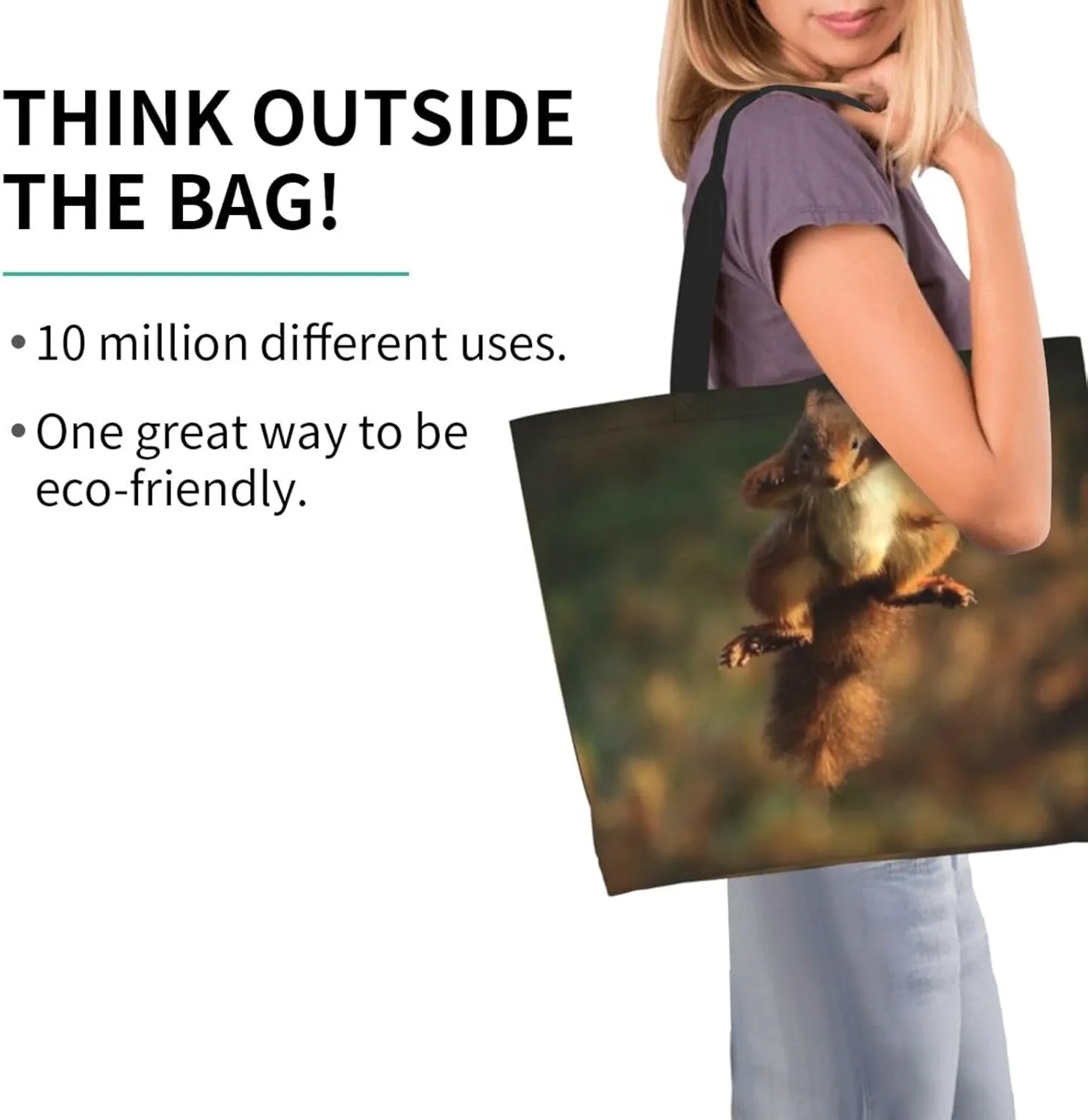 Cute Squirrel Grocery Bag Cute Shoulder Bag Handbag Shopping Squirrel Grocery Bags Tote Bag Canvas Bag