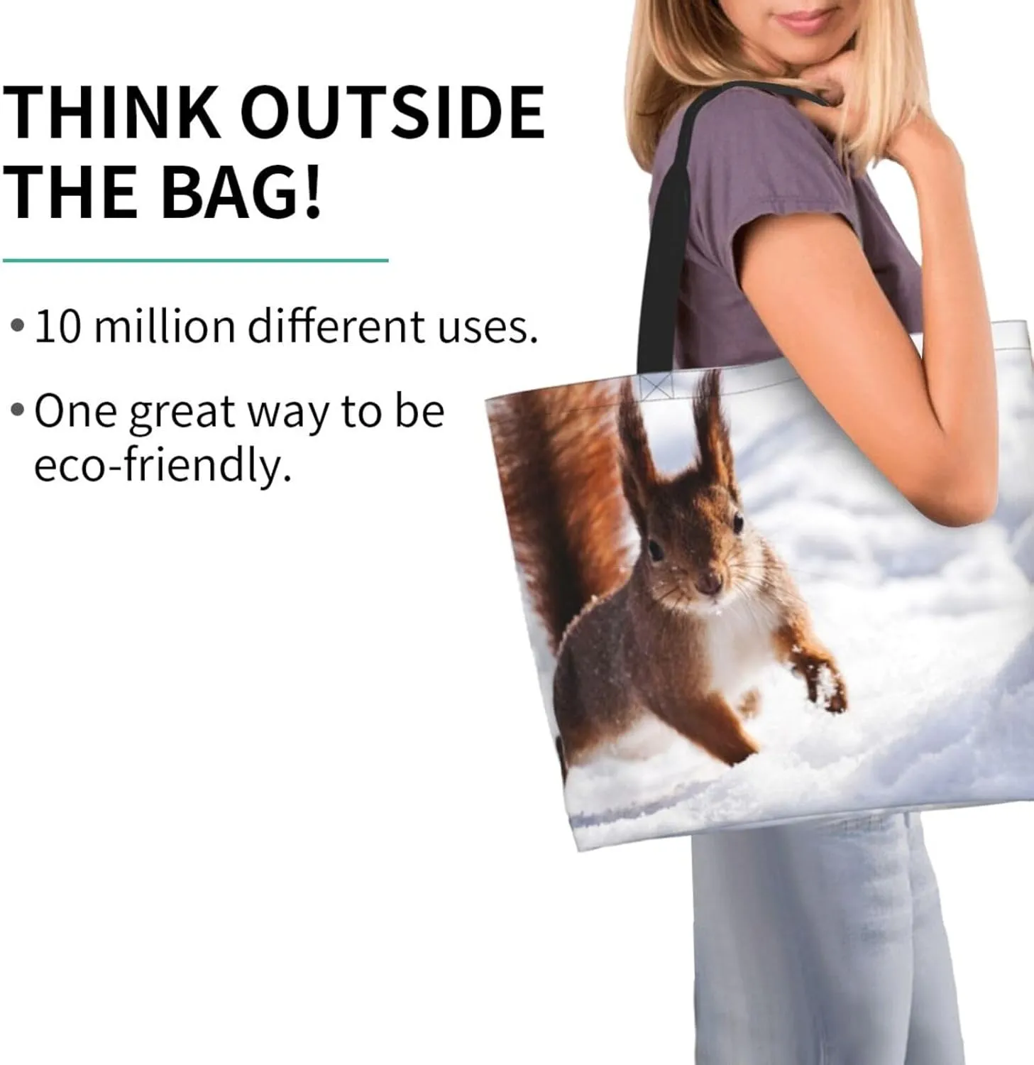 Cute Squirrel Grocery Bag Cute Shoulder Bag Handbag Shopping Squirrel Grocery Bags Tote Bag Canvas Bag