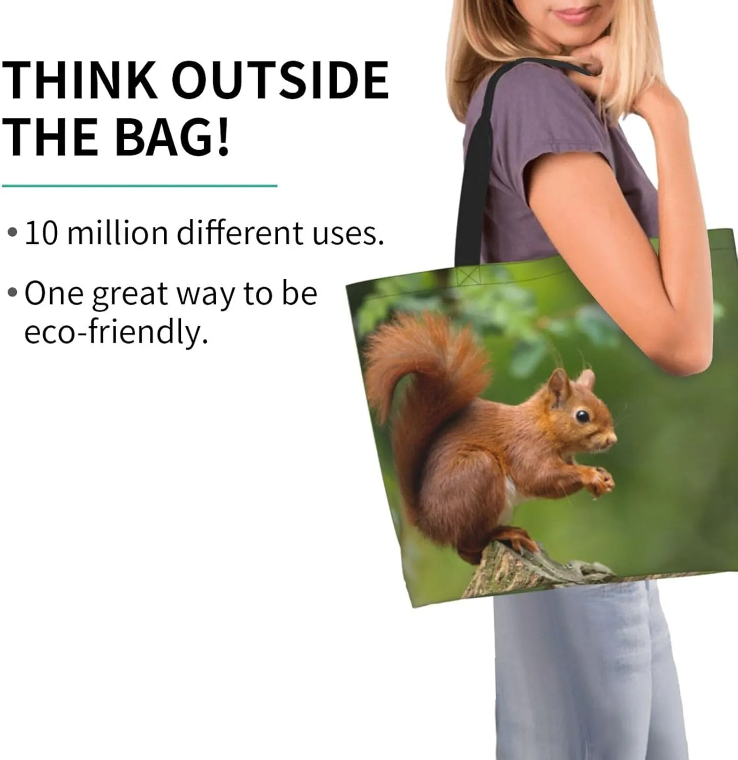 Cute Squirrel Grocery Bag Cute Shoulder Bag Handbag Shopping Squirrel Grocery Bags Tote Bag Canvas Bag