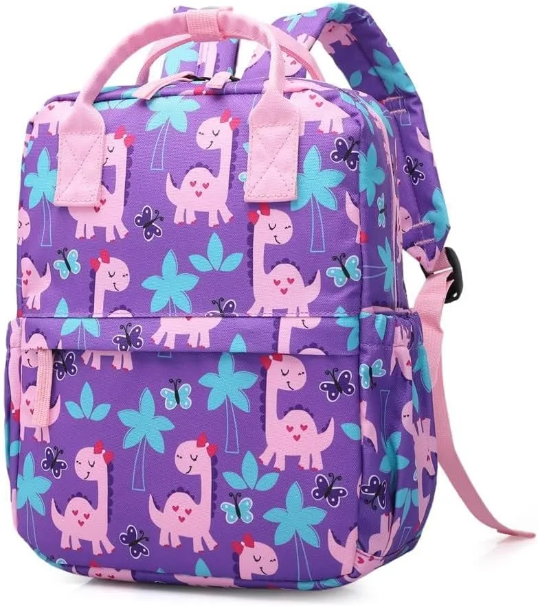 Cute Toddler Preschool Backpack Dinosaur Unicorn School Book Bag for Girls, Boys, Kids, Kindergarten Nursery Travel Bag(12inch, Girly Dinosaur)