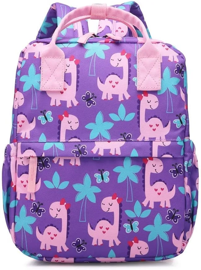 Cute Toddler Preschool Backpack Dinosaur Unicorn School Book Bag for Girls, Boys, Kids, Kindergarten Nursery Travel Bag(12inch, Girly Dinosaur)