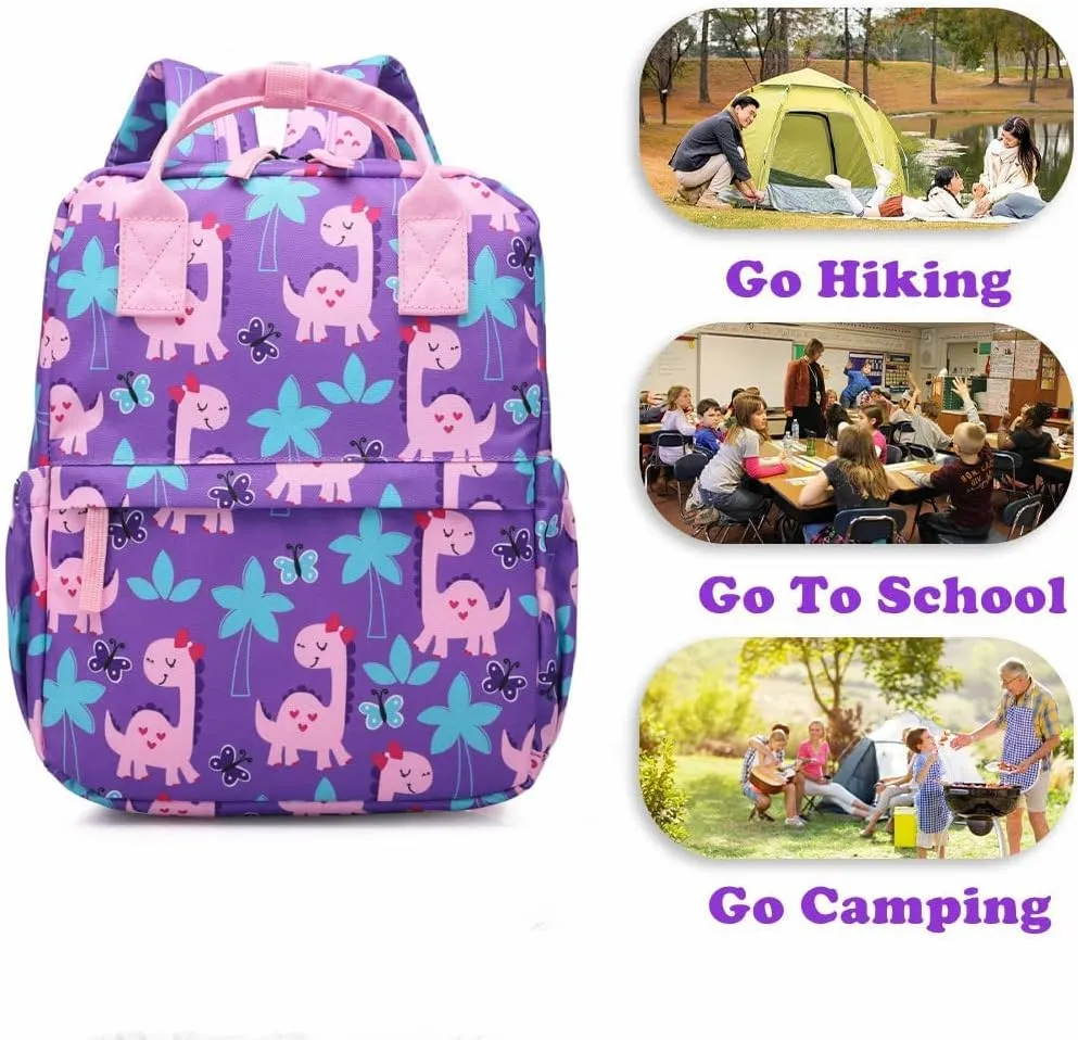 Cute Toddler Preschool Backpack Dinosaur Unicorn School Book Bag for Girls, Boys, Kids, Kindergarten Nursery Travel Bag(12inch, Girly Dinosaur)
