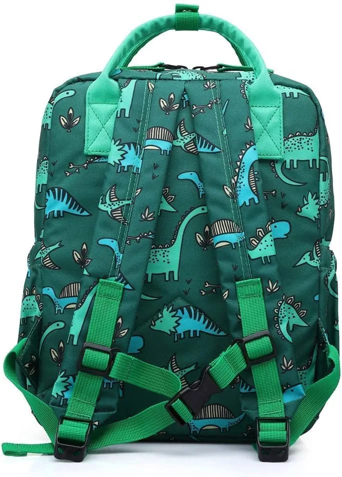 Cute Toddler Preschool Backpack Dinosaur Unicorn School Book Bag for Girls, Boys, Kids, Kindergarten Nursery Travel Bag(12inch, Green Dinosaur)