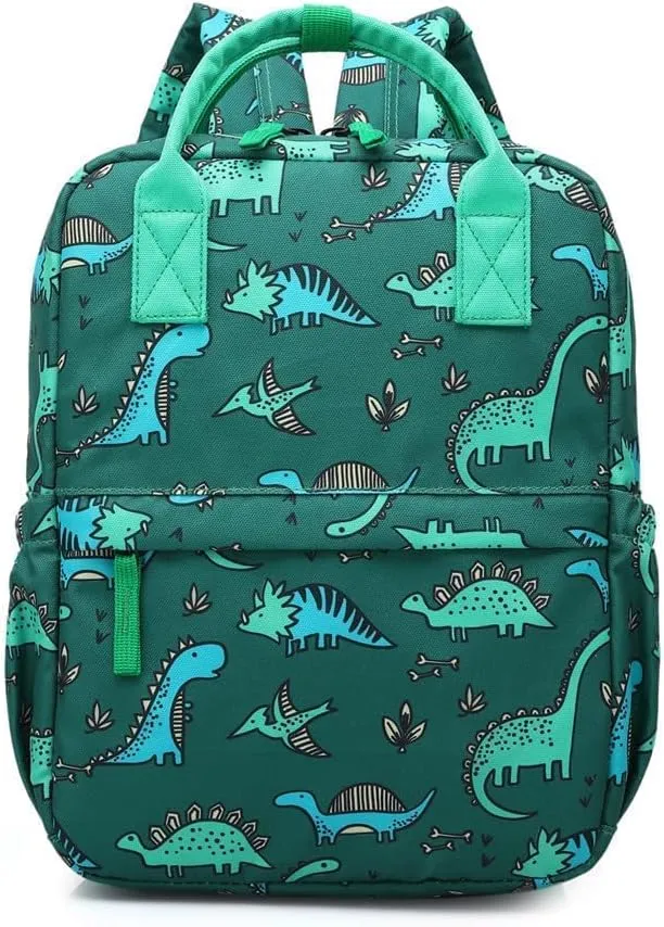 Cute Toddler Preschool Backpack Dinosaur Unicorn School Book Bag for Girls, Boys, Kids, Kindergarten Nursery Travel Bag(12inch, Green Dinosaur)