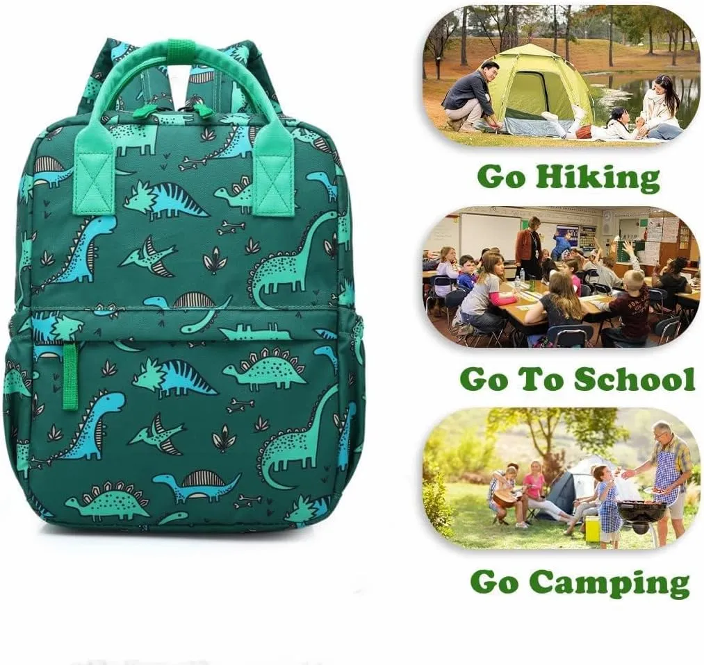 Cute Toddler Preschool Backpack Dinosaur Unicorn School Book Bag for Girls, Boys, Kids, Kindergarten Nursery Travel Bag(12inch, Green Dinosaur)