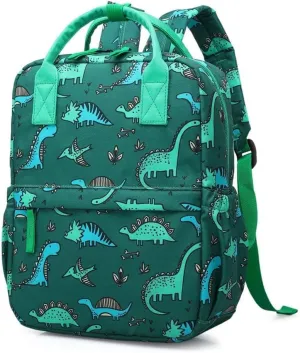Cute Toddler Preschool Backpack Dinosaur Unicorn School Book Bag for Girls, Boys, Kids, Kindergarten Nursery Travel Bag(12inch, Green Dinosaur)