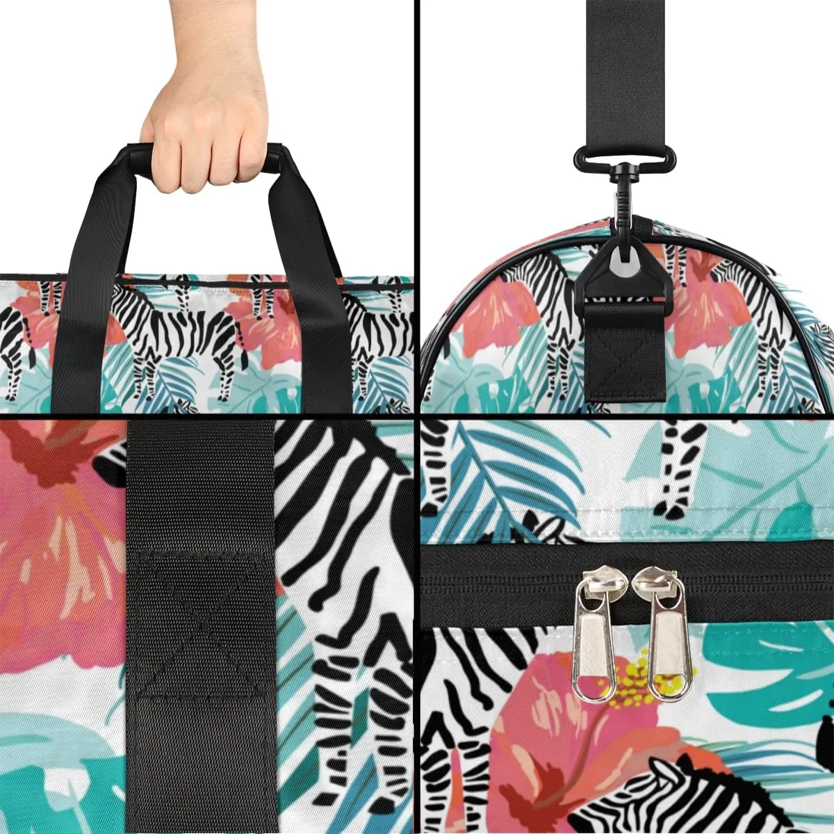 Cute Zebras Paint Sports Gym Bag for Women Men Travel Duffel Bag with Wet Pocket & Shoes Compartment Waterproof Weekender Overnight Tote Carry on Bag Lightweight