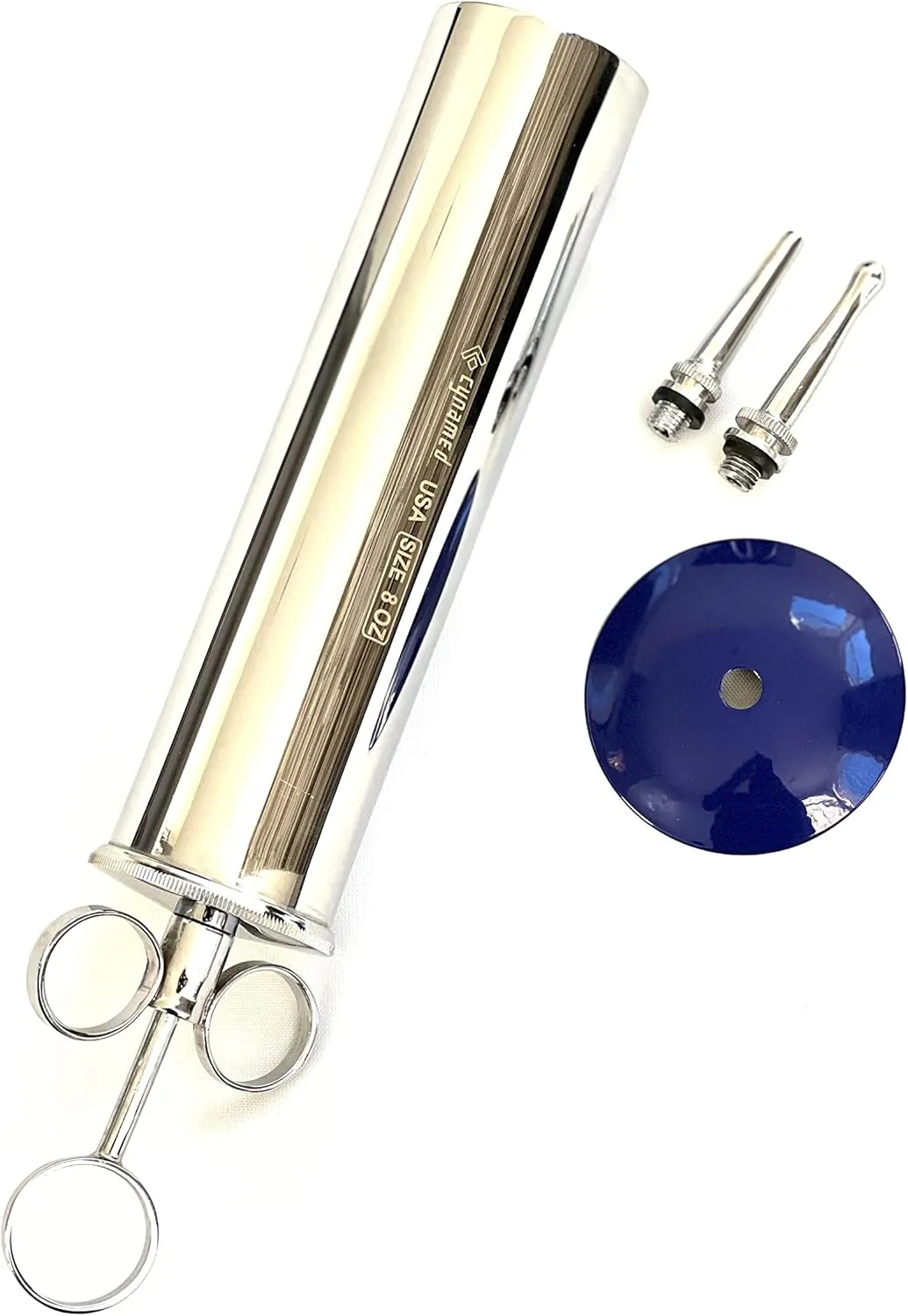 CynaMed -Premium Ear Wax Removal Syringe 8 OZ,6 OZ,4OZ,3 OZ - Brass with Chrome Finish Ideal for Household, EMT, Firefighter, Police, Medical Student, School and Hobby (8 OZ)