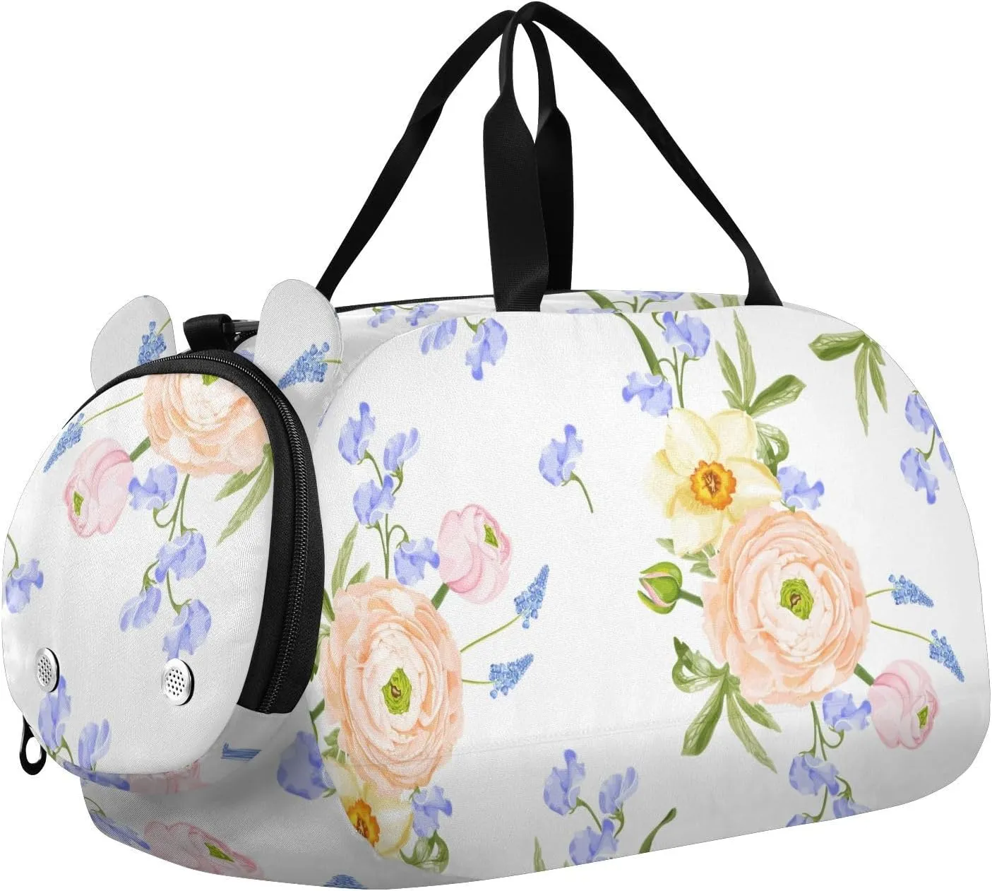 Daffodils and Wild Pea Flowers Gym Travel Duffel Bag with Shoe Compartment for Boys Girls - Gymnastics Sports Dance Football Travel Bag Teens Weekender Sleepover