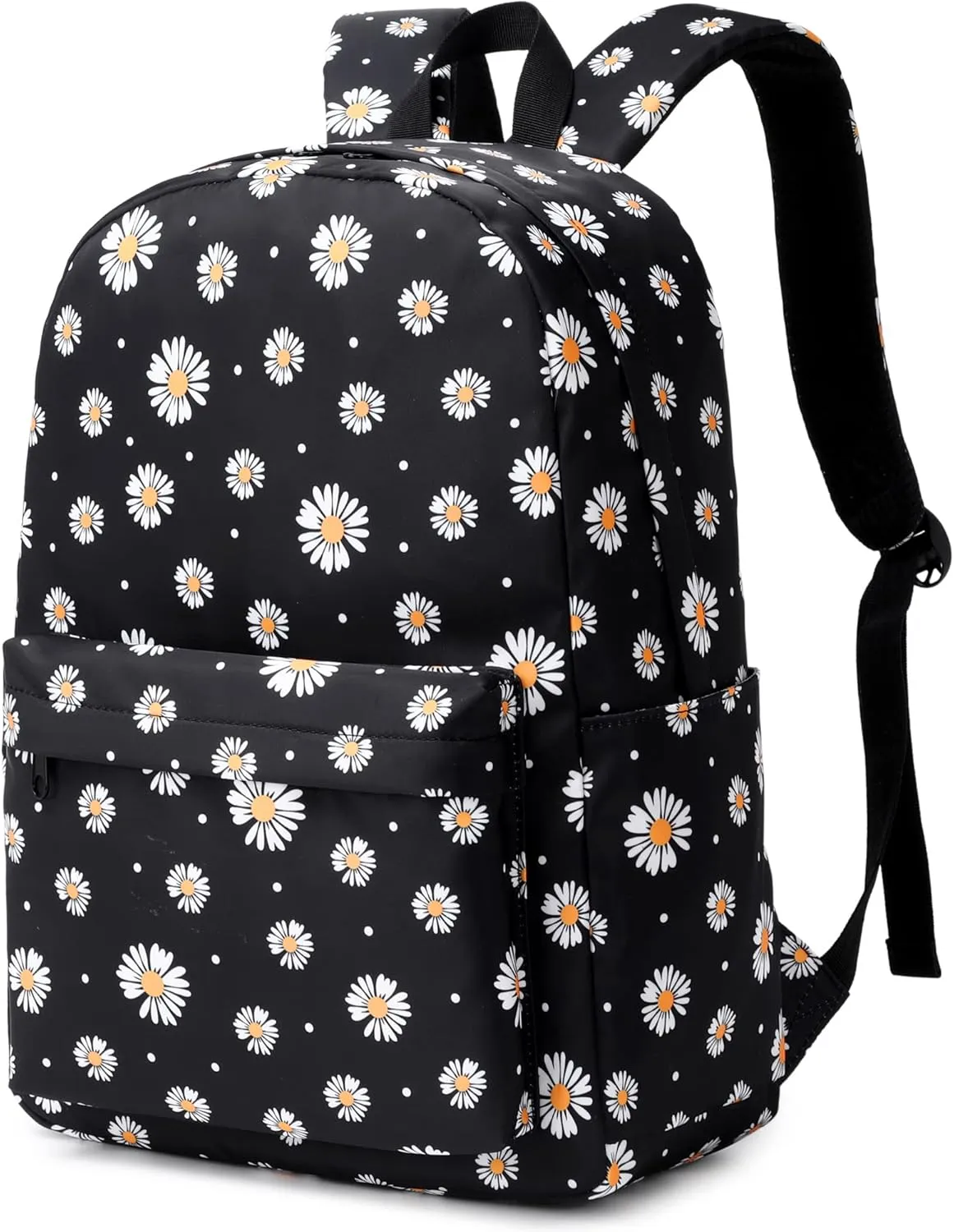Daisy School Backpack for Girls Womens, School Bags Collge Bookbags Laptop Backpacks for Kids Teens Adults (Black)