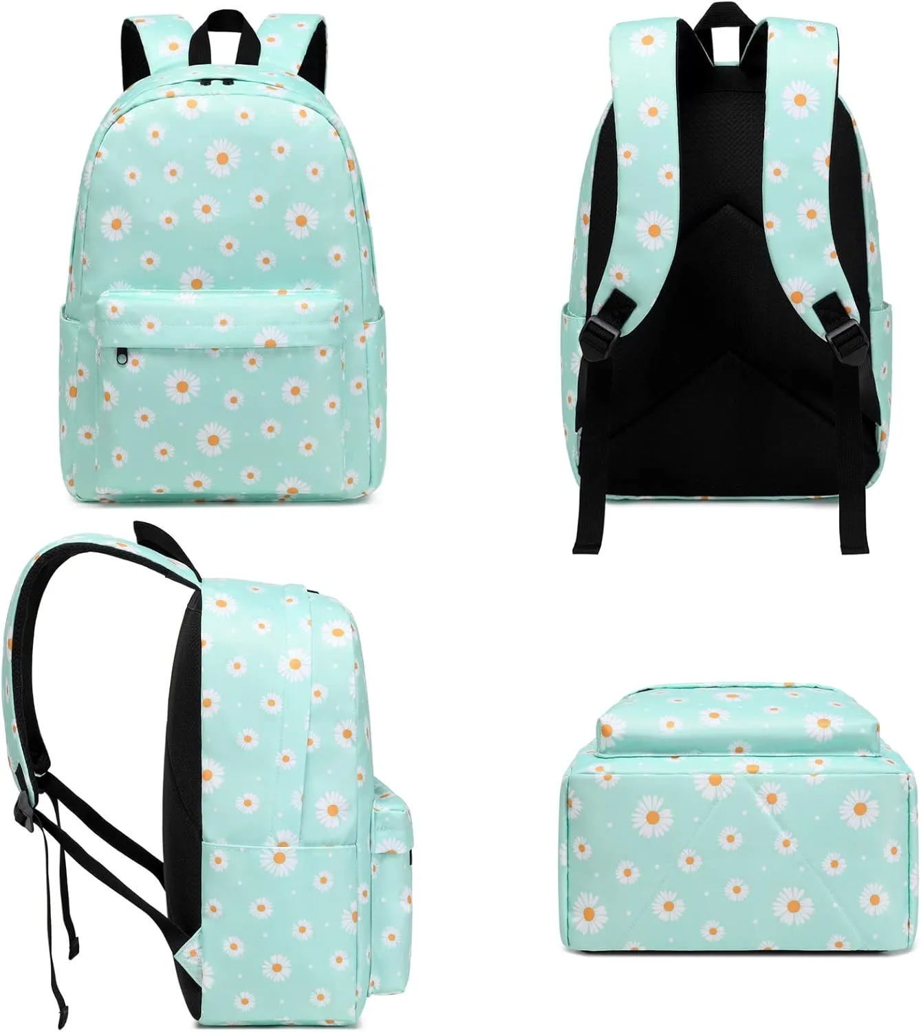 Daisy School Backpack for Girls Womens, School Bags Collge Bookbags Laptop Backpacks for Kids Teens Adults (Green)