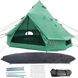 DANCHEL OUTDOOR B1 Portable Yurt Tent with Footprint Goundsheet for 4-6 Person 24lbs, 3 Season Waterproof Camping Bell Tent UPF50  Backyard Glamping Backpacking Green