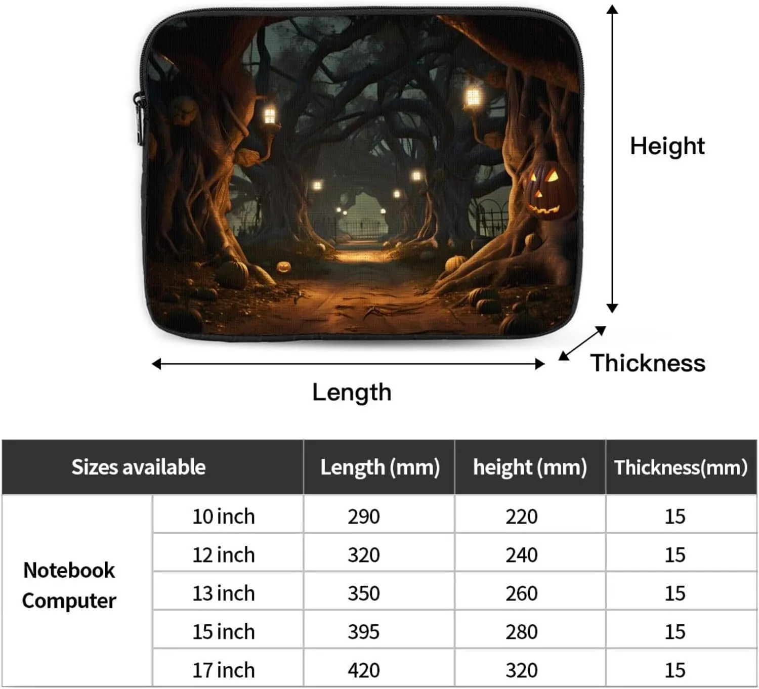 Dark Forest Lights Laptop Inner Bag Laptop Sleeve Case Briefcase Carrying Laptop Cover