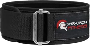 Dark Iron Fitness Self-Locking Weight Lifting Belt for Powerlifting, Squats, Premium Gym Core & Back Support, Weightlifting Training Equipment
