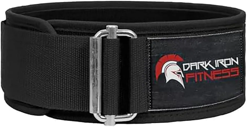 Dark Iron Fitness Self-Locking Weight Lifting Belt for Powerlifting, Squats, Premium Gym Core & Back Support, Weightlifting Training Equipment
