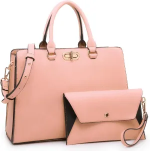Dasein Women Handbags Purses Ladies Work Purse Satchel Tote Top Handle Shoulder Bags with Matching Clutch