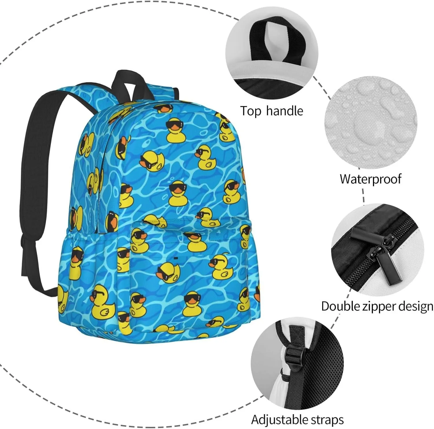 DEKIFNHG Yellow Duck Backpack Casual Sports Bookbag School Laptop Backpack for Students Boys Girls
