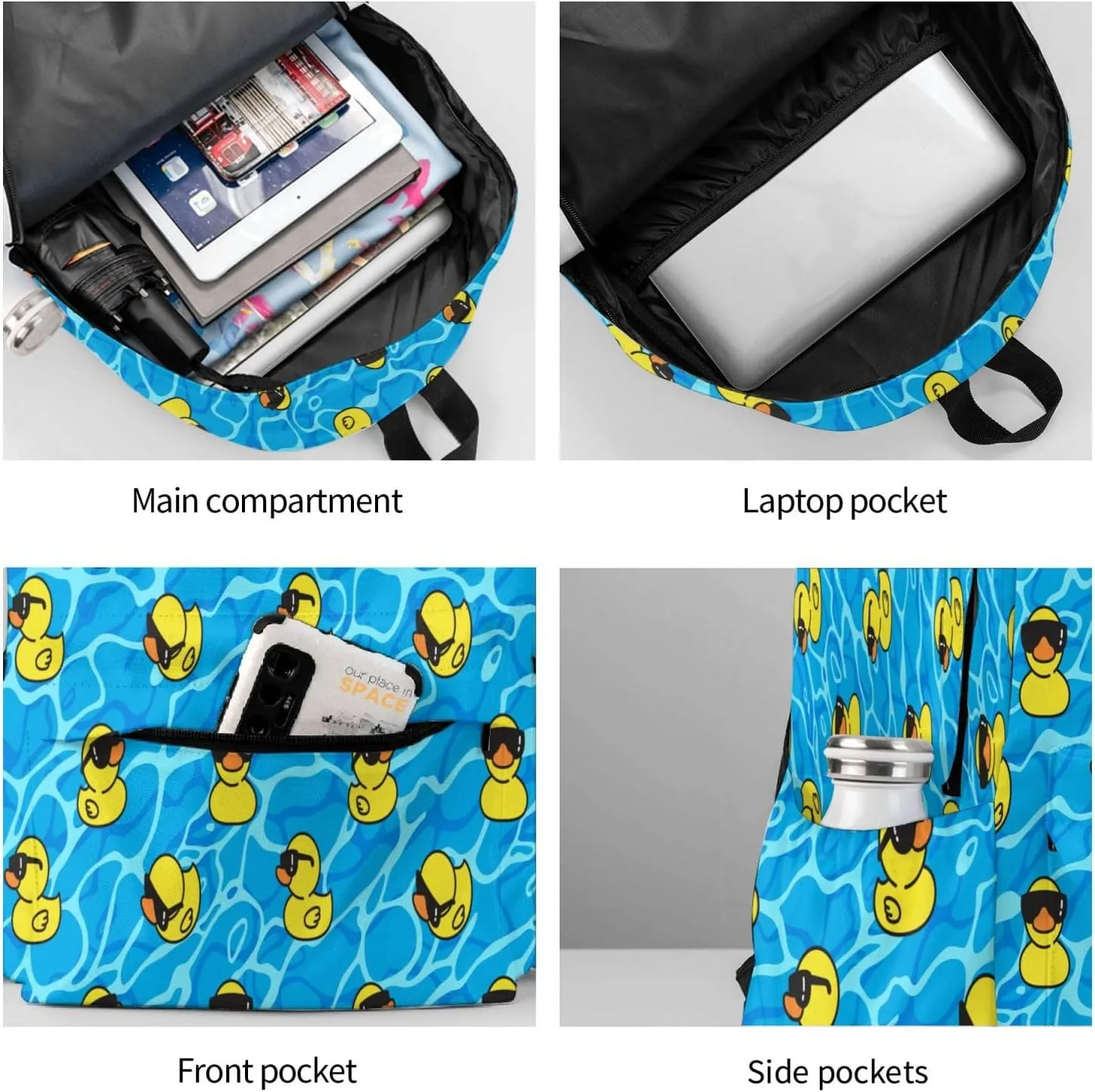 DEKIFNHG Yellow Duck Backpack Casual Sports Bookbag School Laptop Backpack for Students Boys Girls