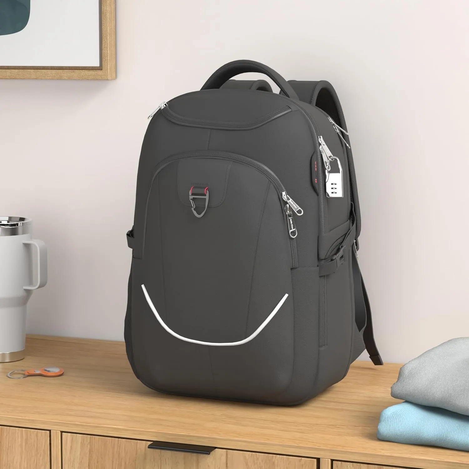 Della Gao Travel Laptop Backpack, Anti Theft Backpack for Men and Women with USB Charging Port Business Computer Backpack Bag (Black 2811-17 Inch)