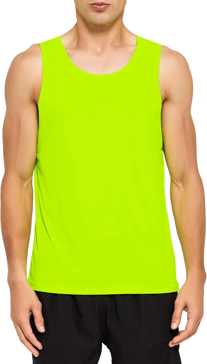 DEMOZU Men's Neon Running Tank Top Workout Gym Athletic Swim Marathon Tank Top