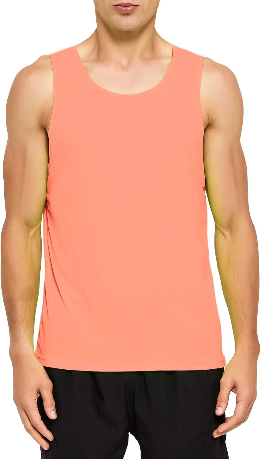 DEMOZU Men's Neon Running Tank Top Workout Gym Athletic Swim Marathon Tank Top