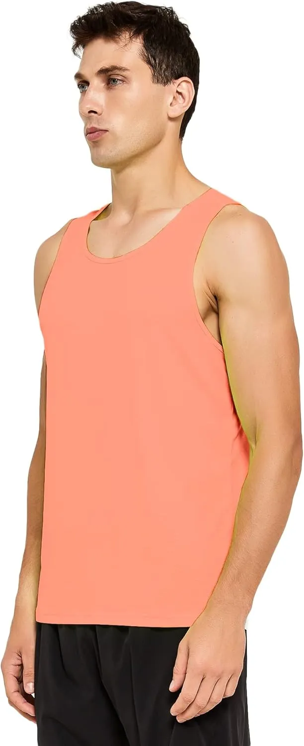 DEMOZU Men's Neon Running Tank Top Workout Gym Athletic Swim Marathon Tank Top