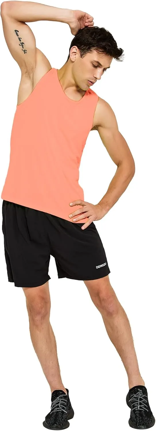 DEMOZU Men's Neon Running Tank Top Workout Gym Athletic Swim Marathon Tank Top