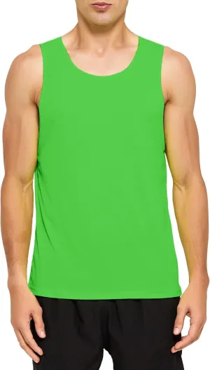 DEMOZU Men's Neon Running Tank Top Workout Gym Athletic Swim Marathon Tank Top