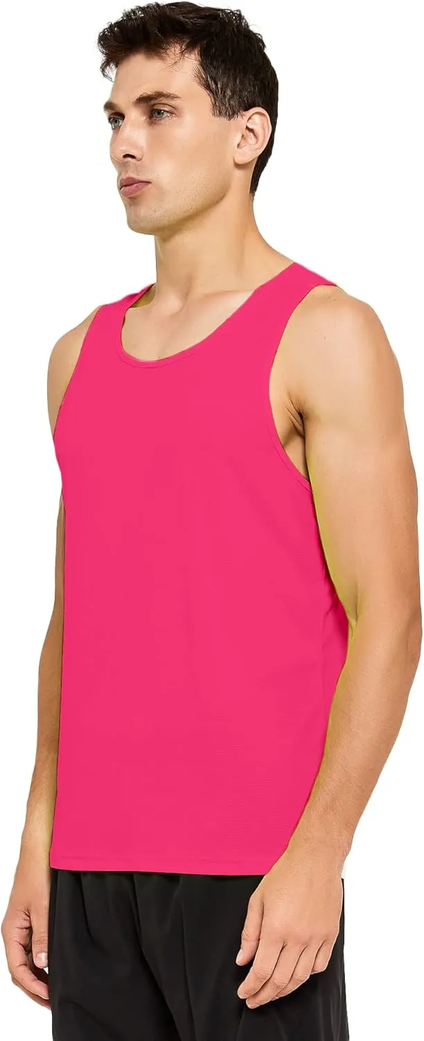 DEMOZU Men's Neon Running Tank Top Workout Gym Athletic Swim Marathon Tank Top