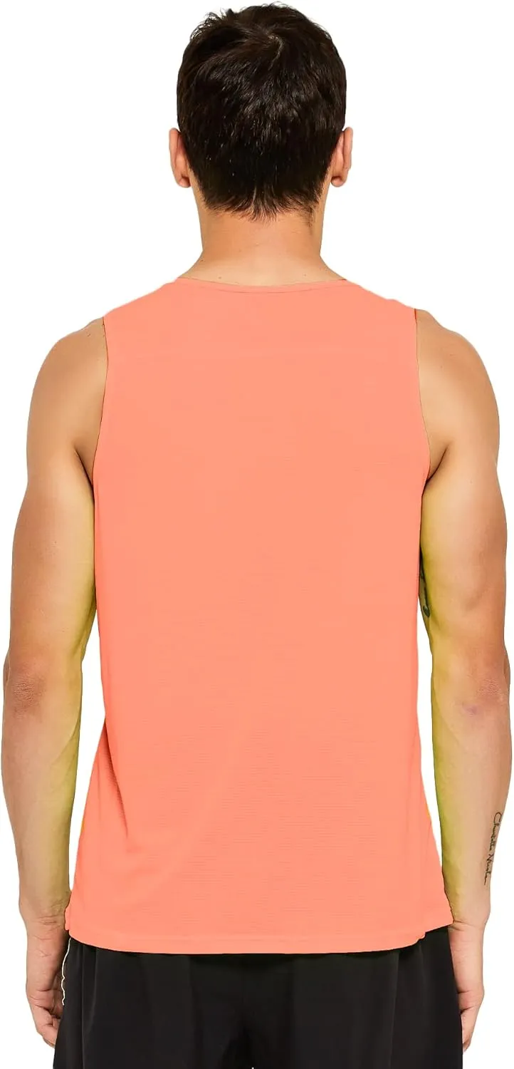 DEMOZU Men's Neon Running Tank Top Workout Gym Athletic Swim Marathon Tank Top
